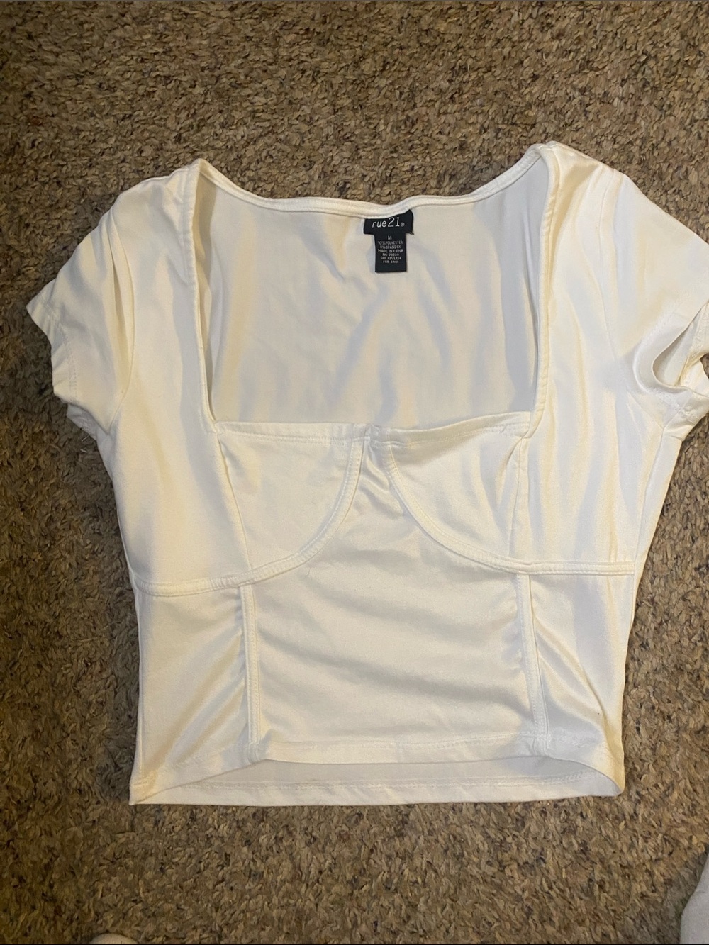 Rue21 Cream Square-Neck Cropped Top